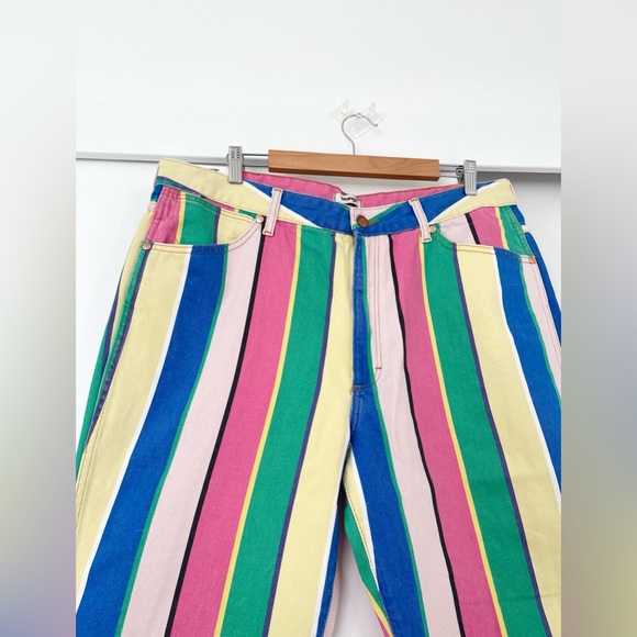 NWOT Wrangler Wanderer Rainbow Striped High Rise Flare Jeans Pants Size 33 - Picture 5 of 11